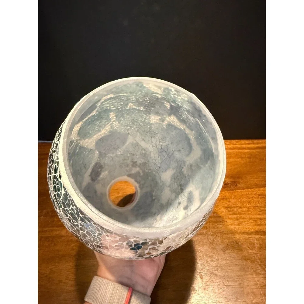 Scentsy AWAKEN Premium Diffuser Shade Only Blue White Cracked Mosaic Glass